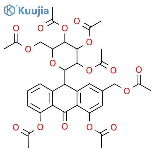 10-b-D-Glucopyranosyl-1,8-dihydroxy-3-(hydroxymethyl)-anthrone heptaacetate structure