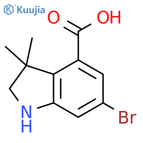 6-Bromo-3,3-dimethyl-2,3-dihydro-1H-indole-4-carboxylic acid structure