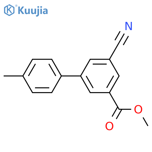 [1,1'-Biphenyl]-3-carboxylic acid, 5-cyano-4'-methyl-, methyl ester structure