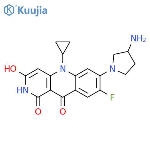 Benzo[b][1,6]naphthyridine-3,10(2H,5H)-dione,7-(3-amino-1-pyrrolidinyl)-5-cyclopropyl-8-fluoro-1-hydroxy- structure