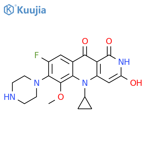 Benzo[b][1,6]naphthyridine-3,10(2H,5H)-dione,5-cyclopropyl-8-fluoro-1-hydroxy-6-methyl-7-(1-piperazinyl)- structure