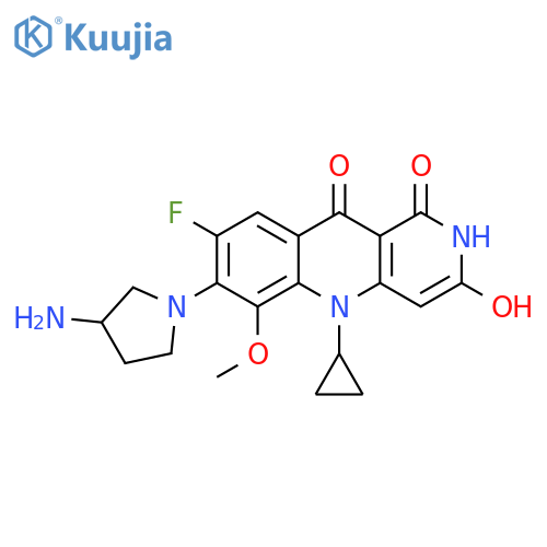 Benzo[b][1,6]naphthyridine-3,10(2H,5H)-dione,7-(3-amino-1-pyrrolidinyl)-5-cyclopropyl-8-fluoro-1-hydroxy-6-methoxy- structure