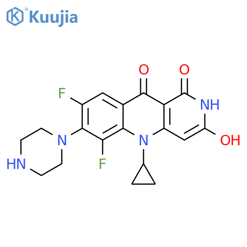 Benzo[b][1,6]naphthyridine-3,10(2H,5H)-dione,5-cyclopropyl-6,8-difluoro-1-hydroxy-7-(1-piperazinyl)- structure
