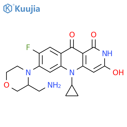 Benzo[b][1,6]naphthyridine-3,10(2H,5H)-dione,7-[3-(aminomethyl)-4-morpholinyl]-5-cyclopropyl-8-fluoro-1-hydroxy- structure