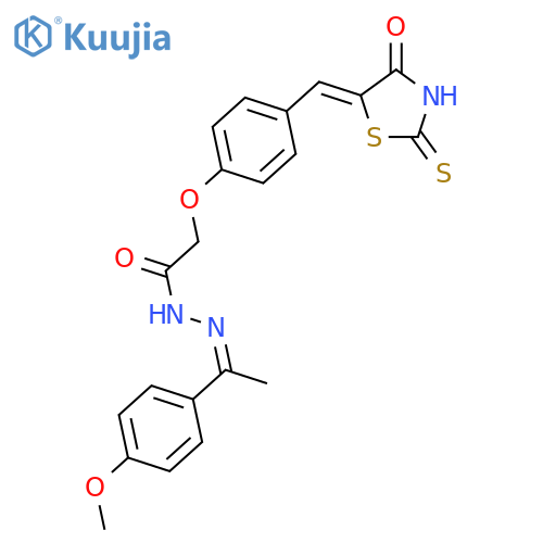Acetic acid,2-[4-[(4-oxo-2-thioxo-5-thiazolidinylidene)methyl]phenoxy]-,2-[1-(4-methoxyphenyl)ethylidene]hydrazide structure