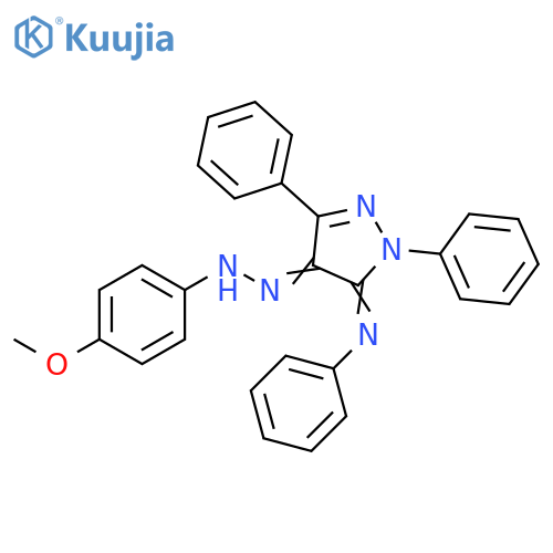 4H-Pyrazol-4-one, 1,5-dihydro-1,3-diphenyl-5-(phenylimino)-,(4-methoxyphenyl)hydrazone structure
