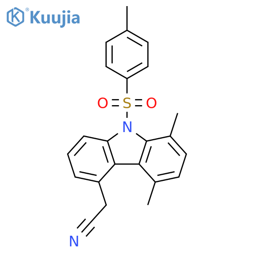 9H-Carbazole-4-acetonitrile, 5,8-dimethyl-9-[(4-methylphenyl)sulfonyl]- structure
