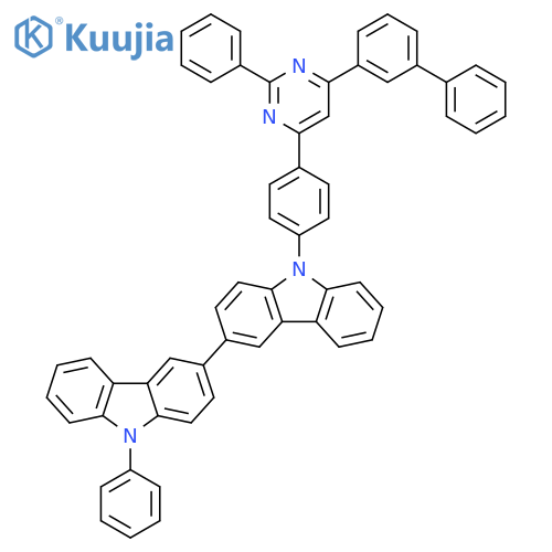 3,3'-Bi-9H-carbazole, 9-[4-(6-[1,1'-biphenyl]-3-yl-2-phenyl-4-pyrimidinyl)phenyl]-9'-phenyl- structure