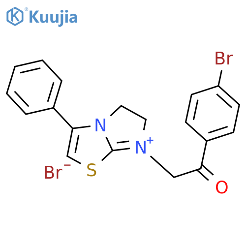 Imidazo[2,1-b]thiazolium,7-[2-(4-bromophenyl)-2-oxoethyl]-5,6-dihydro-3-phenyl-, bromide structure