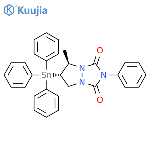 1H,5H-Pyrazolo[1,2-a][1,2,4]triazole-1,3(2H)-dione, dihydro-5-methyl-2-phenyl-6-(triphenylstannyl)-, trans- (9CI) structure