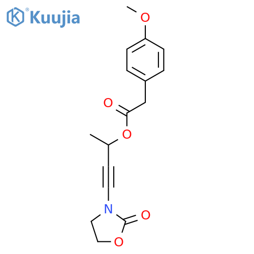 Benzeneacetic acid, 4-methoxy-, 1-methyl-3-(2-oxo-3-oxazolidinyl)-2-propyn-1-yl ester structure
