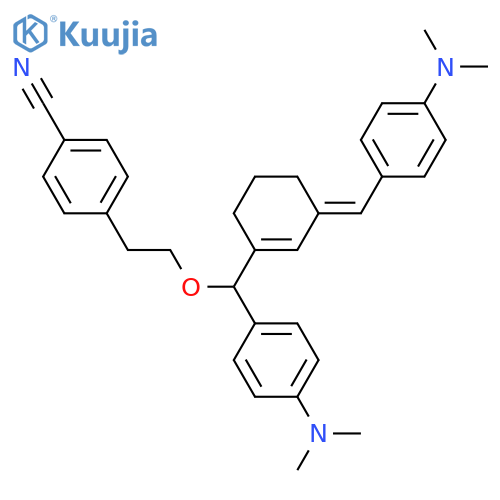 Benzonitrile,4-[2-[[4-(dimethylamino)phenyl][3-[[4-(dimethylamino)phenyl]methylene]-1-cyclohexen-1-yl]methoxy]ethyl]- structure