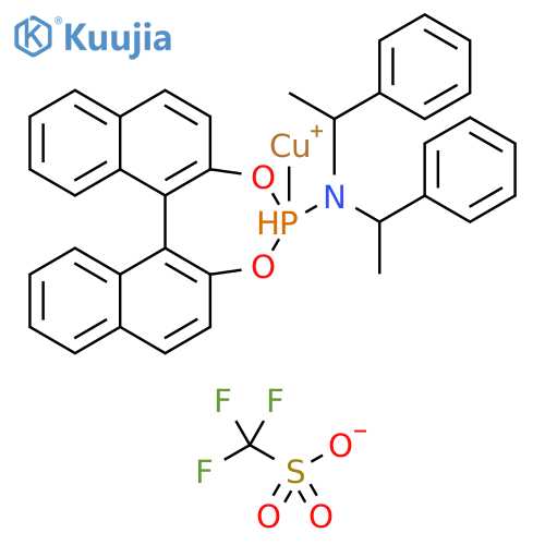 (S)-1,1′-Binaphthyl-2,2′-diyl bis((1S)-1-phenylethyl)phosphoramidite copper(I) triflate structure