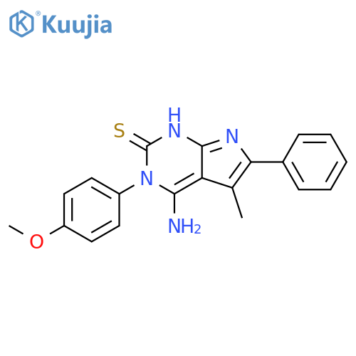 2H-Pyrrolo[2,3-d]pyrimidine-2-thione,4-amino-1,3-dihydro-3-(4-methoxyphenyl)-5-methyl-6-phenyl- structure