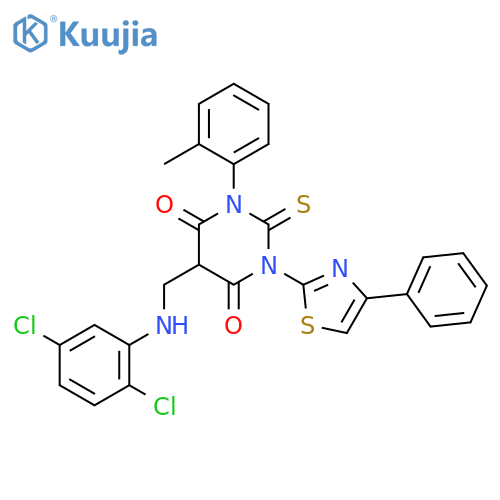 4,6(1H,5H)-Pyrimidinedione,5-[[(2,5-dichlorophenyl)amino]methyl]dihydro-1-(2-methylphenyl)-3-(4-phenyl-2-thiazolyl)-2-thioxo- structure