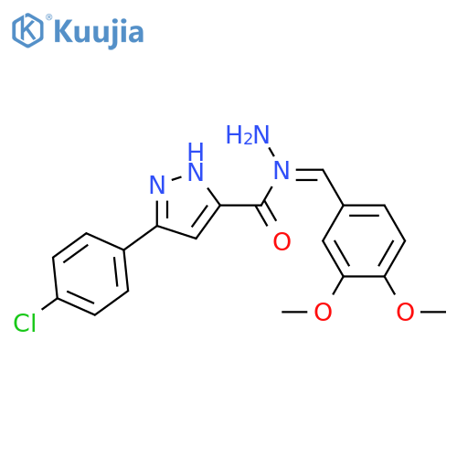 3-(4-chlorophenyl)-N'-(1E)-(3,4-dimethoxyphenyl)methylidene-1H-pyrazole-5-carbohydrazide structure