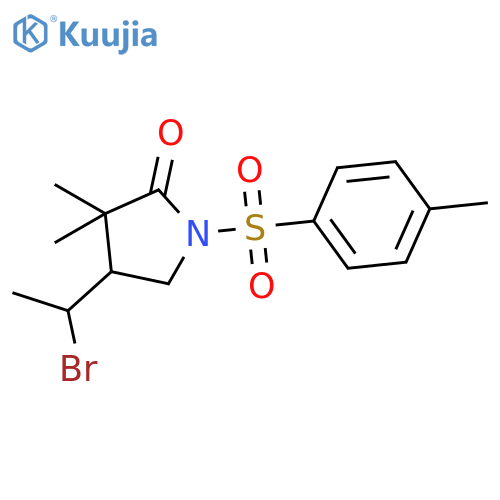 2-Pyrrolidinone, 4-[(1R)-1-bromoethyl]-3,3-dimethyl-1-[(4-methylphenyl)sulfonyl]-, (4S)-rel- structure
