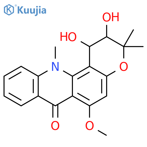7H-Pyrano[2,3-c]acridin-7-one,1,2,3,12-tetrahydro-1,2-dihydroxy-6-methoxy-3,3,12-trimethyl- structure