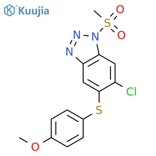 1H-Benzotriazole, 6-chloro-5-[(4-methoxyphenyl)thio]-1-(methylsulfonyl)- structure