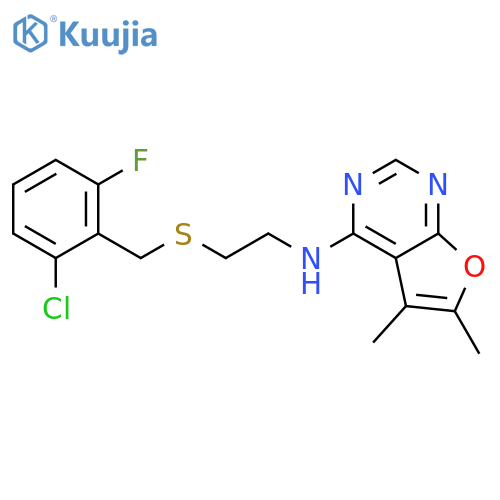 Furo[2,3-d]pyrimidin-4-amine,N-[2-[[(2-chloro-6-fluorophenyl)methyl]thio]ethyl]-5,6-dimethyl- structure