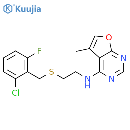 Furo[2,3-d]pyrimidin-4-amine, N-[2-[[(2-chloro-6-fluorophenyl)methyl]thio]ethyl]-5-methyl- structure