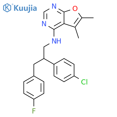Furo[2,3-d]pyrimidin-4-amine,N-[2-(4-chlorophenyl)-3-(4-fluorophenyl)propyl]-5,6-dimethyl- structure