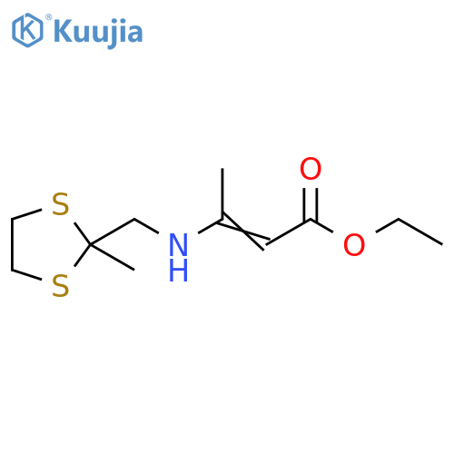 2-Butenoic acid, 3-[[(2-methyl-1,3-dithiolan-2-yl)methyl]amino]-, ethyl ester structure