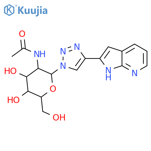 1H-Pyrrolo[2,3-b]pyridine, 2-[1-[2-(acetylamino)-2-deoxy-β-D-glucopyranosyl]-1H-1,2,3-triazol-4-yl]- structure