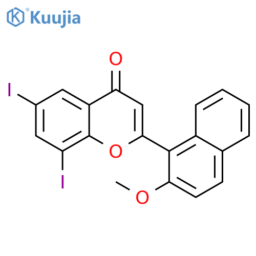 4H-1-Benzopyran-4-one, 6,8-diiodo-2-(2-methoxy-1-naphthalenyl)- structure