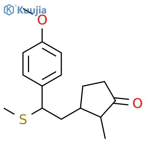 Cyclopentanone, 3-[2-(4-methoxyphenyl)-2-(methylthio)ethyl]-2-methyl- structure
