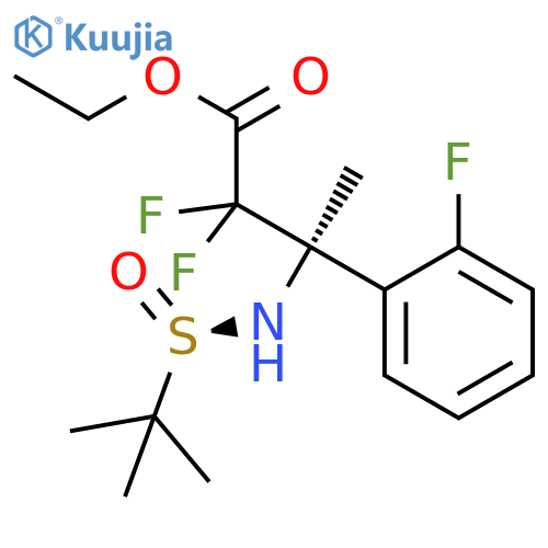 (R)-2,2-difluoro-3-(2-fluorophenyl)-3-(R)-2-methylpropane-2-sulfinylaminobutyric acid ethyl ester structure