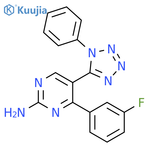 2-Pyrimidinamine, 4-(3-fluorophenyl)-5-(1-phenyl-1H-tetrazol-5-yl)- structure