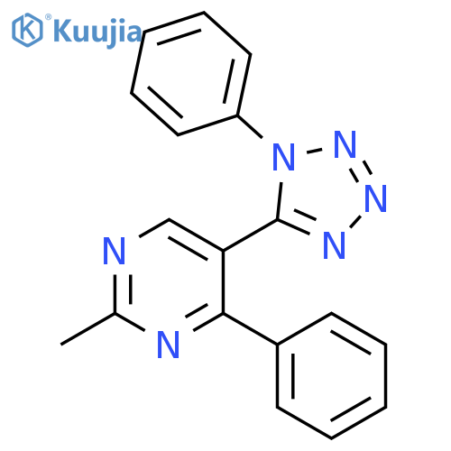 Pyrimidine, 2-methyl-4-phenyl-5-(1-phenyl-1H-tetrazol-5-yl)- structure
