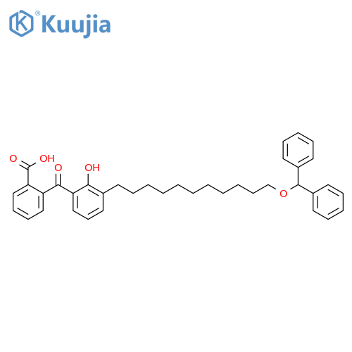 Benzoic acid, 2-[3-[11-(diphenylmethoxy)undecyl]-2-hydroxybenzoyl]- structure