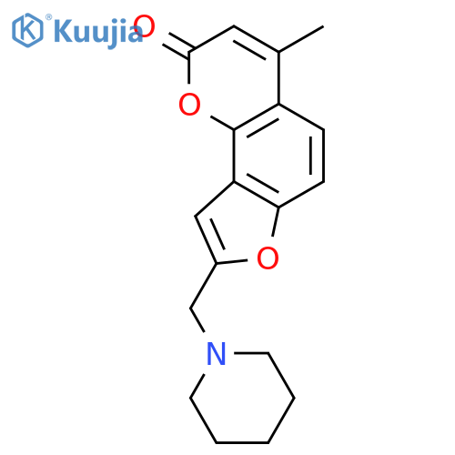 2H-Furo[2,3-h]-1-benzopyran-2-one, 4-methyl-8-(1-piperidinylmethyl)- structure
