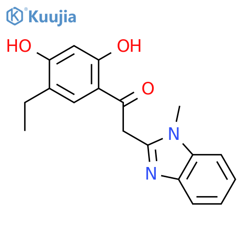 1-(5-ethyl-2,4-dihydroxyphenyl)-2-(1-methyl-1H-1,3-benzodiazol-2-yl)ethan-1-one structure