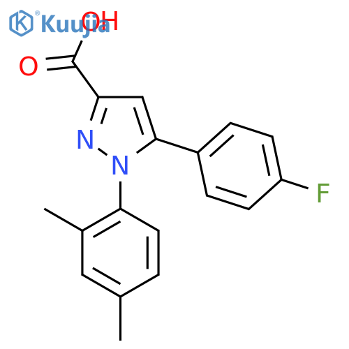 1-(2,4-Dimethylphenyl)-5-(4-fluorophenyl)-1H-pyrazole-3-carboxylic acid structure