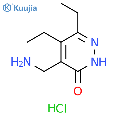 4-(aminomethyl)-5,6-diethyl-2,3-dihydropyridazin-3-one hydrochloride structure