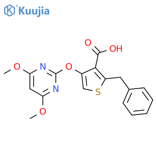 3-Thiophenecarboxylic acid,4-[(4,6-dimethoxy-2-pyrimidinyl)oxy]-2-(phenylmethyl)- structure