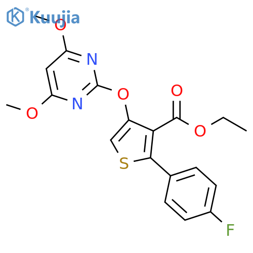 3-Thiophenecarboxylic acid,4-[(4,6-dimethoxy-2-pyrimidinyl)oxy]-2-(4-fluorophenyl)-, ethyl ester structure