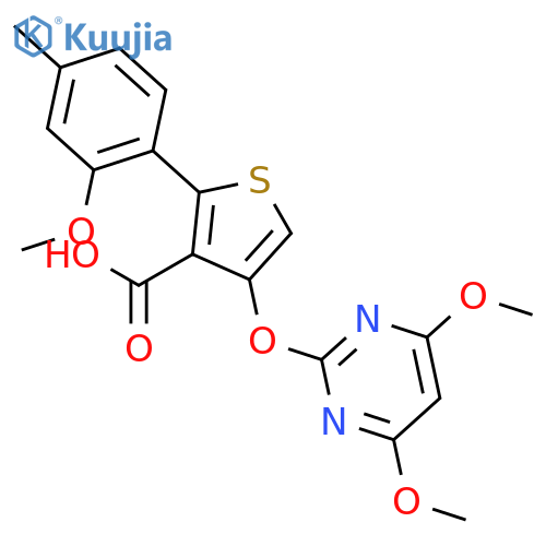3-Thiophenecarboxylic acid,4-[(4,6-dimethoxy-2-pyrimidinyl)oxy]-2-(2-methoxy-4-methylphenyl)- structure