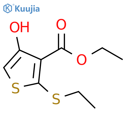 3-Thiophenecarboxylic acid, 2-(ethylthio)-4-hydroxy-, ethyl ester structure