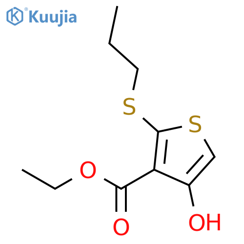 3-Thiophenecarboxylic acid, 4-hydroxy-2-(propylthio)-, ethyl ester structure
