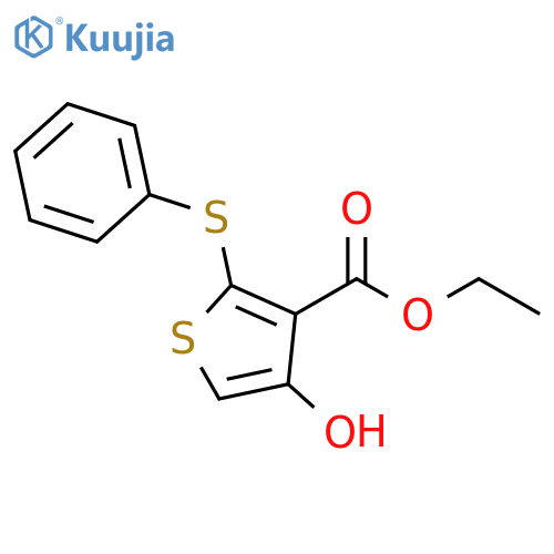 3-Thiophenecarboxylic acid, 4-hydroxy-2-(phenylthio)-, ethyl ester structure