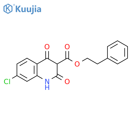 3-Quinolinecarboxylic acid, 7-chloro-1,2,3,4-tetrahydro-2,4-dioxo-,2-phenylethyl ester structure