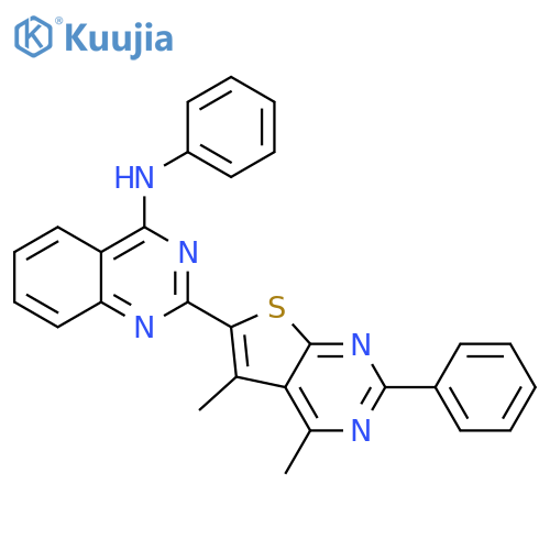 4-Quinazolinamine,2-(4,5-dimethyl-2-phenylthieno[2,3-d]pyrimidin-6-yl)-N-phenyl- structure