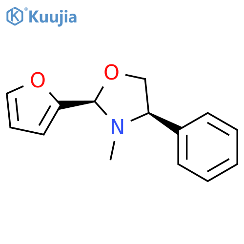 Oxazolidine, 2-(2-furanyl)-3-methyl-4-phenyl-, (2R-cis)- structure