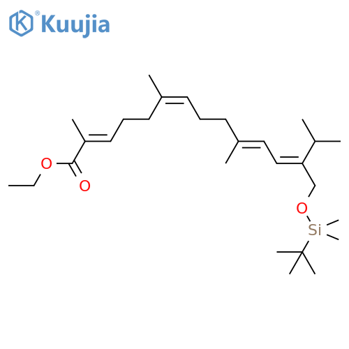 2,6,10,12-Pentadecatetraenoic acid, 13-[[[(1,1-dimethylethyl)dimethylsilyl]oxy]methyl]-2,6,10,14-tetramethyl-, ethyl ester, (E,Z,E,E)- (9CI) structure
