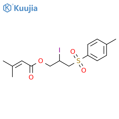 2-Butenoic acid, 3-methyl-, 2-iodo-3-[(4-methylphenyl)sulfonyl]propylester structure