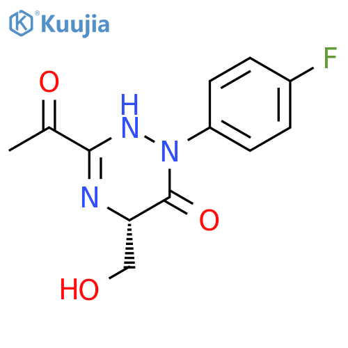 1,2,4-Triazin-6(1H)-one,3-acetyl-1-(4-fluorophenyl)-2,5-dihydro-5-(hydroxymethyl)-, (S)- structure